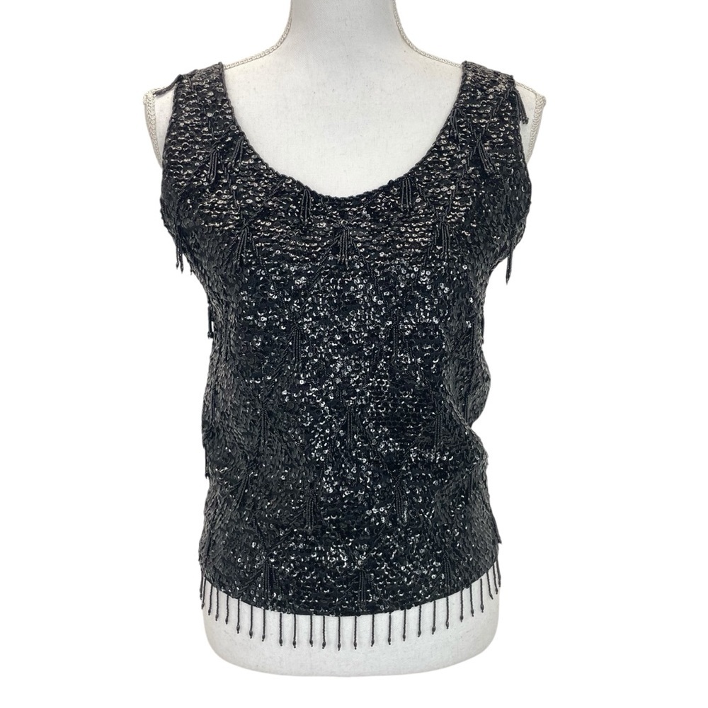 Hand Beaded Embellished Top 34 Black